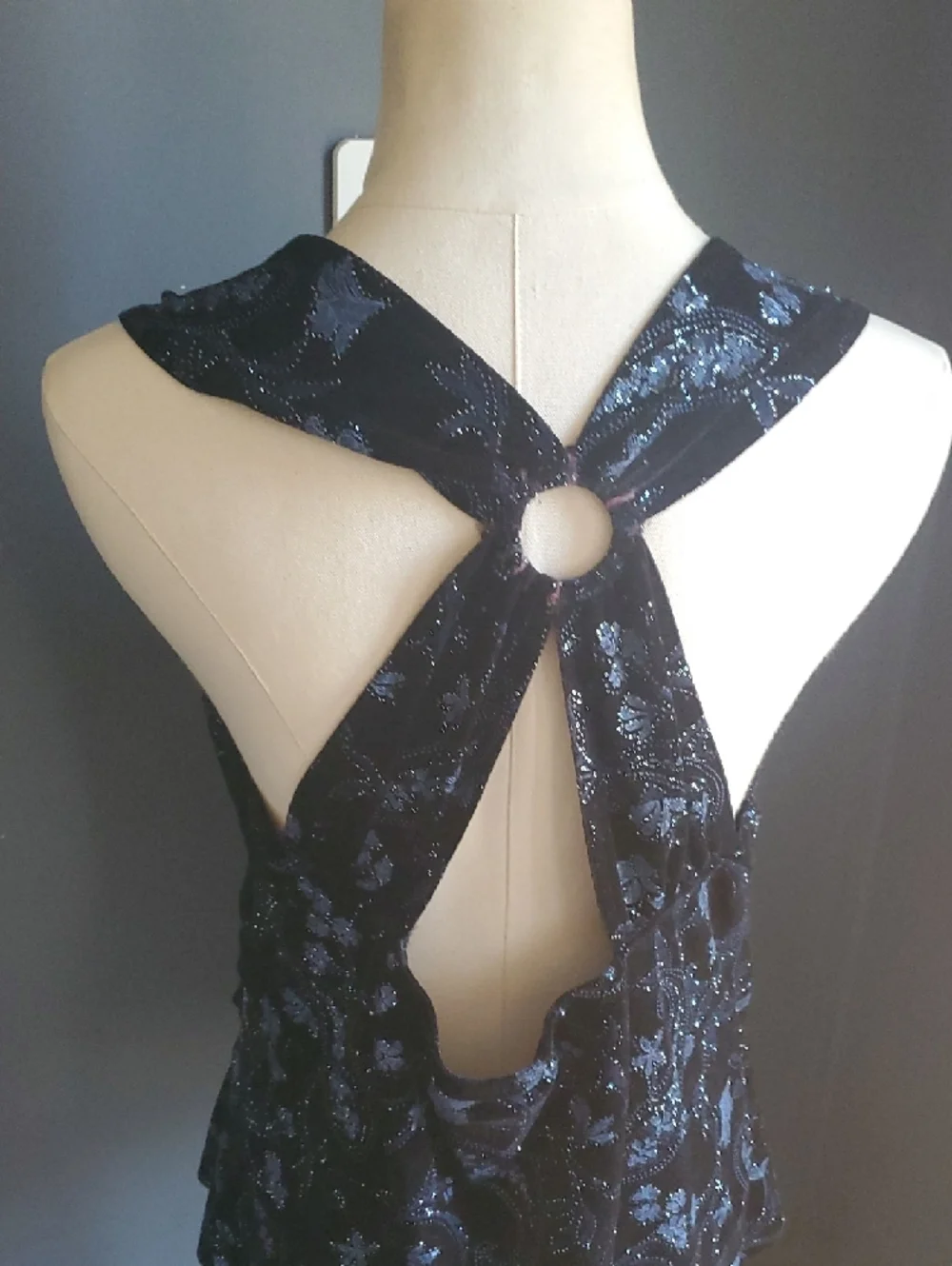 Studio Black Sleeveless Wrap Camisole with Blue Paisley Velvet Print - Picture 5 of 12